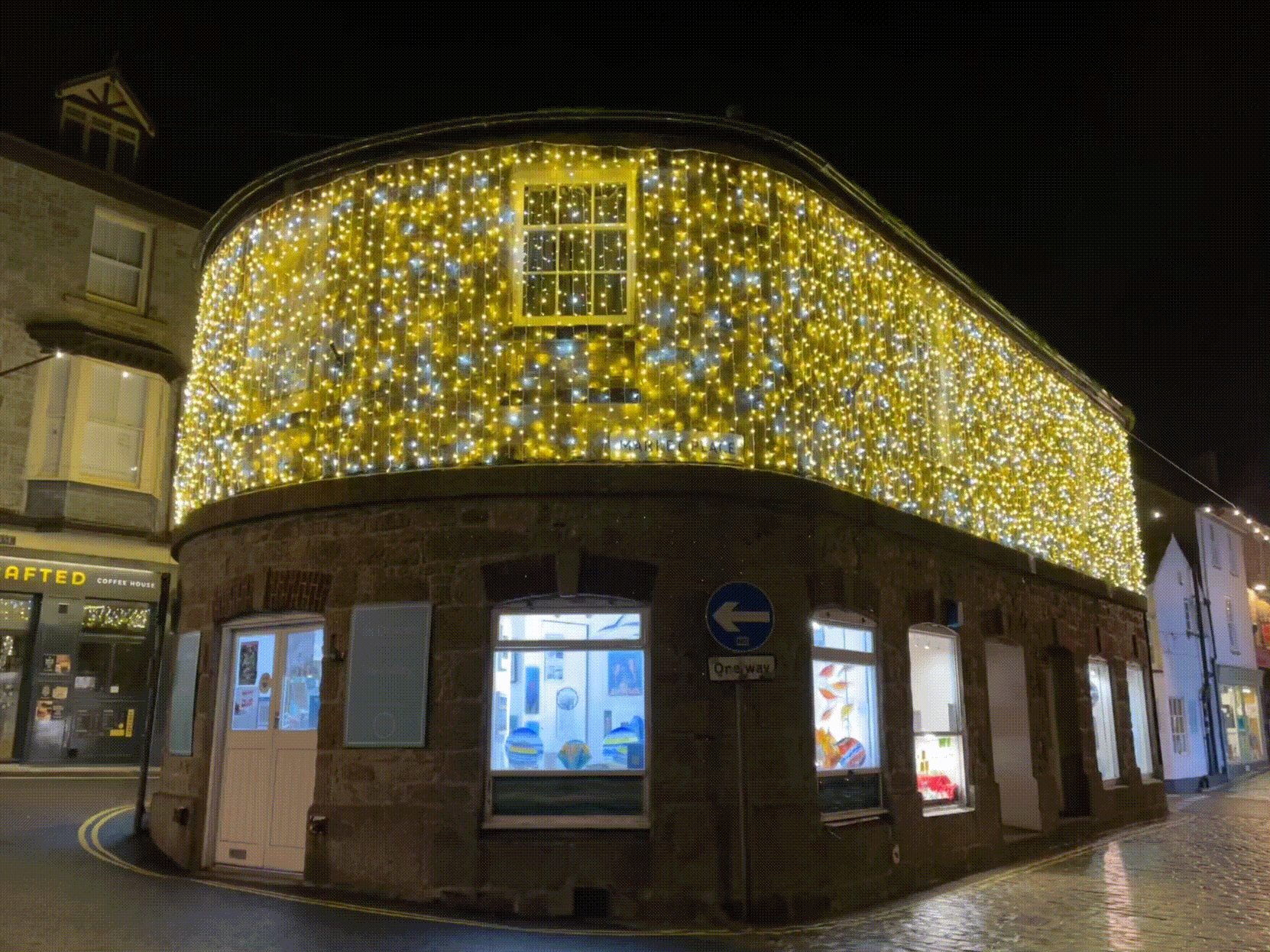 Market House Christmas lights, St Ives