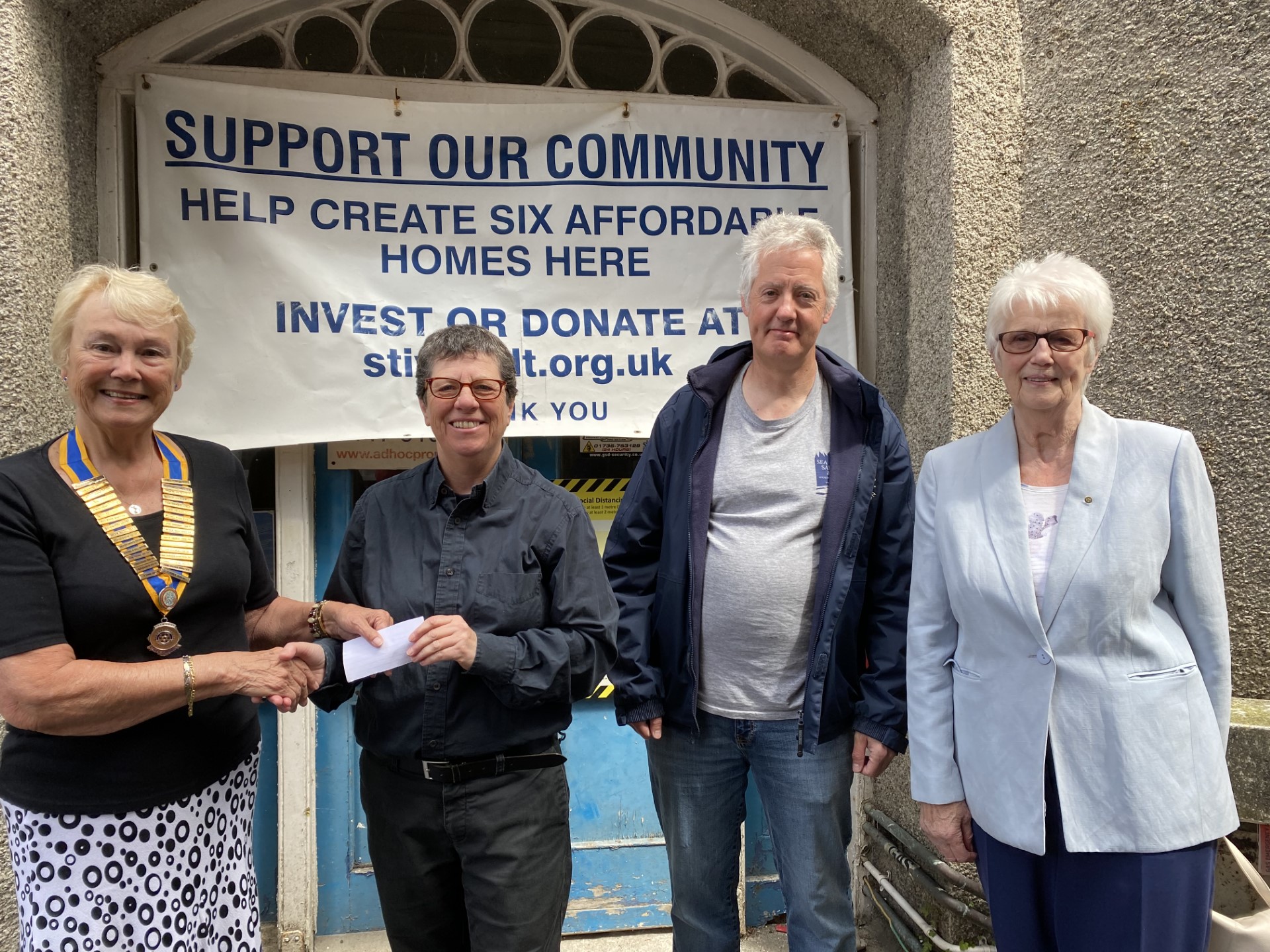Rotary Club of St Ives, Cornwall presenting a cheque to St Ives CLT